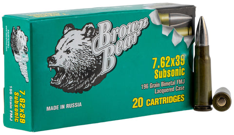 FIME Group LLC ASUB762FMJ Brown Bear  7.62x39mm 196 gr Full Metal Jacket (FMJ) 20 Bx/ 25 Cs