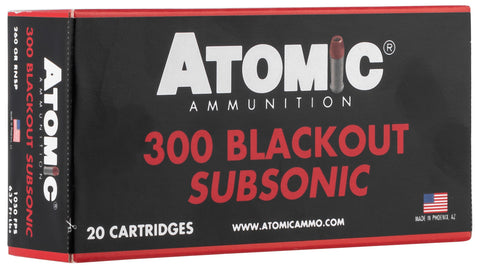 Atomic 00478 Rifle Subsonic 300 Blackout 260 gr Round Nose Soft Point Boat Tail (RNSPBT) 20 Bx/ 10 Cs