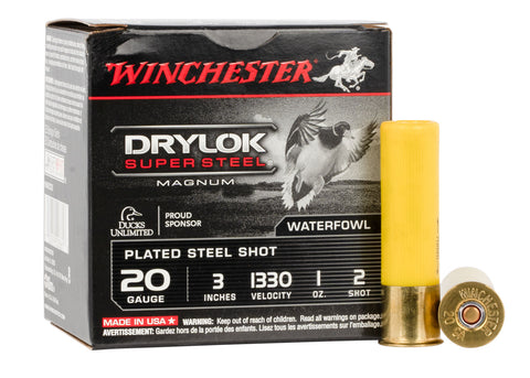 Winchester Ammo XSM2032 Drylock Super Steel Magnum 20 Gauge 3" 1 oz 2 Shot 25 Bx/ 10 Cs