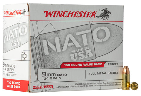 Winchester Ammo USA9NATO USA  9mm NATO 124 gr Full Metal Jacket (FMJ) 150 Bx/ 5 Cs