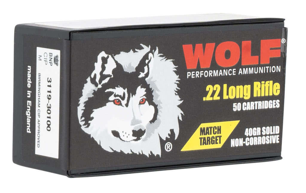 Wolf 22MTB Match Target 22 LR 40 gr Round Nose (RN) 50 Bx/ 100 Cs