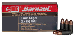 Barnaul Ammo BRN9MMLUGERFMJ115 Pistol  9mm Luger 115 gr Full Metal Jacket (FMJ)