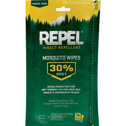 Repel Insect Repellent Mosquito Wipes 30% DEET 15 ct.