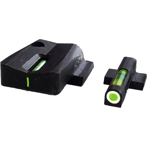 HIVIZ LiteWave H3 Tritium Express Handgun Sight Green Litepipes White Front Ring S&W Shield