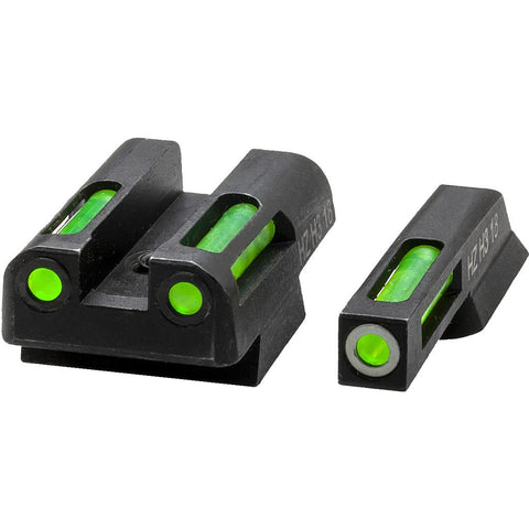 HIVIZ LiteWave H3 Tritium Express Handgun Sight Green Litepipes White Front Ring CZ 75,85,P01