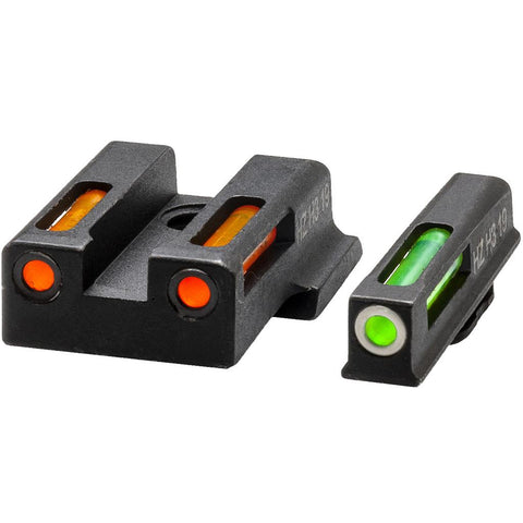 HIVIZ LiteWave H3 Tritium Express Handgun Sight Green/Orange Litepipes White Front Ring S&W EZ380