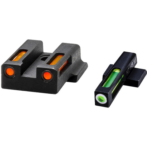 HIVIZ LiteWave H3 Tritium Express Handgun Sight Green/Orange Litepipes White Front Ring S&W EZ9