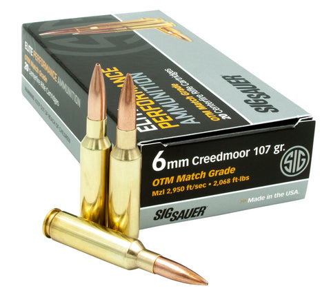 Sig Sauer E6MMCM220 Elite Match Grade  6mm Creedmoor 107 gr Open Tip Match (OTM) 20 Bx/ 10 Cs