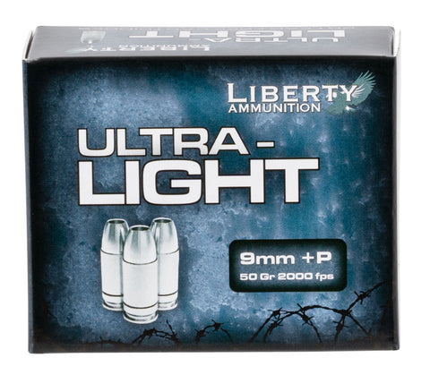 Liberty Ammunition LAUL9052 Ultra-Light  9mm Luger +P 50 gr Copper Hollow Point 20 Bx/ 10 Cs