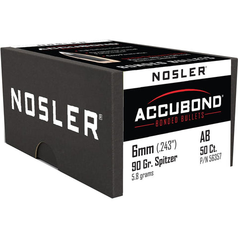 Nosler AccuBond Bullets 6mm 90 gr. Spitzer Point 50 pk.