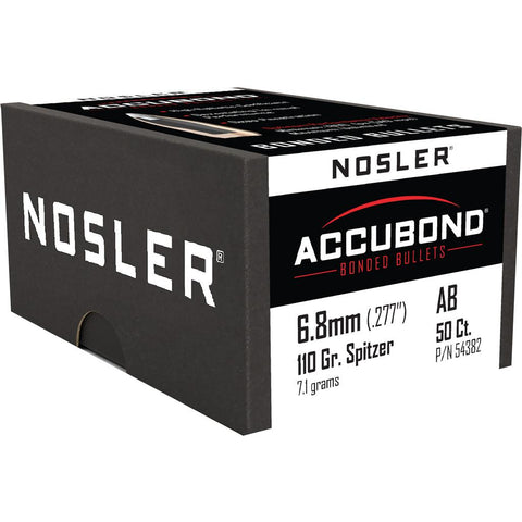 Nosler AccuBond Bullets 6.8mm 110gr. Spitzer Point w/ Cannelure 50 pk.