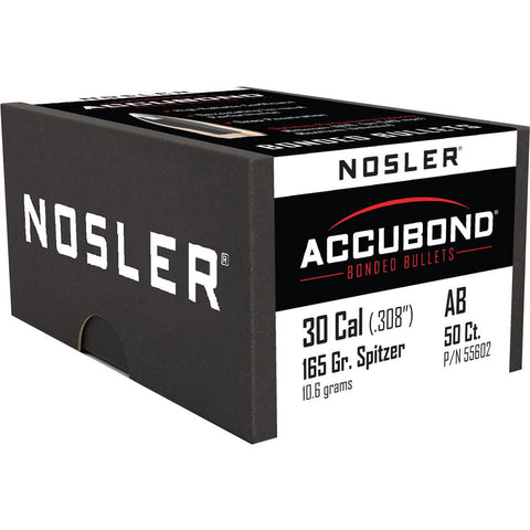 Nosler AccuBond Bullets .30 Cal. 165 gr. Spitzer Point 50 pk.