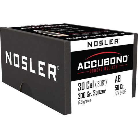 Nosler AccuBond Bullets .30 Cal. 200 gr. Spitzer Point 50 pk.