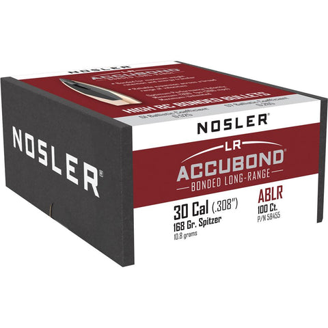 Nosler AccuBond Long Range Bullets .30 Cal. 168 gr. Spitzer Point 100 pk.
