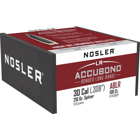 Nosler AccuBond Long Range Bullets .30 Cal. 210 gr. Spitzer Point 100 pk.