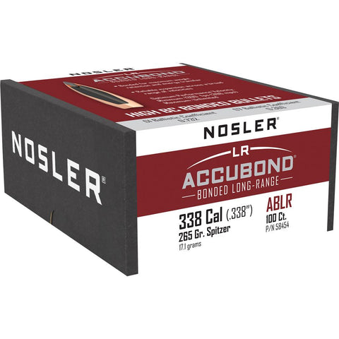 Nosler AccuBond Long Range Bullets .338 Cal. 265 gr. Spitzer Point 100 pk.