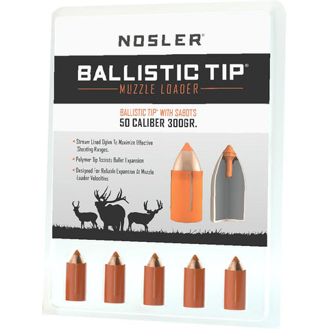 Nosler Ballistic Tip Muzzleloading Bullets .50 Cal. 300 gr. Spitzer Point 15 pk.