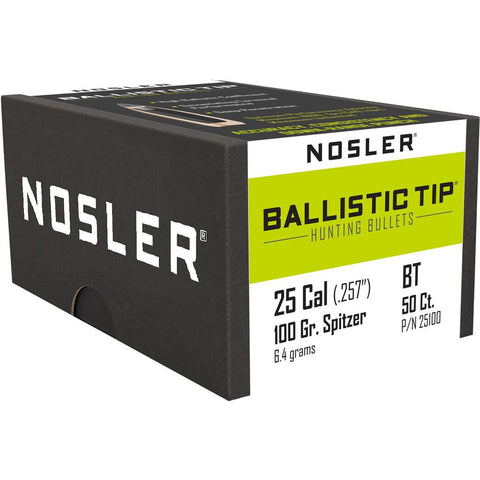 Nosler Ballistic Tip Hunting Bullets .25 Cal. 100 gr. Spitzer Point 50 pk.