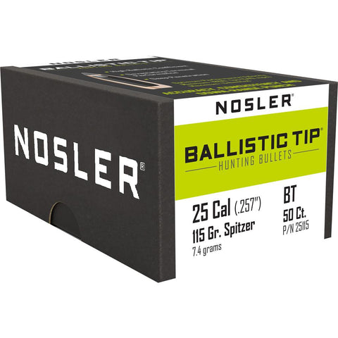 Nosler Ballistic Tip Hunting Bullets .25 Cal. 115 gr. Spitzer Point 50 pk.
