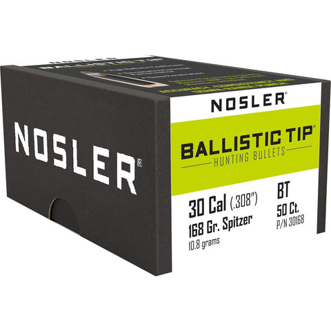 Nosler Ballistic Tip Hunting Bullets .30 Cal. 168 gr. Spitzer Point 50 pk.