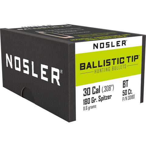 Nosler Ballistic Tip Hunting Bullets .30 Cal. 180 gr. Spitzer Point 50 pk.