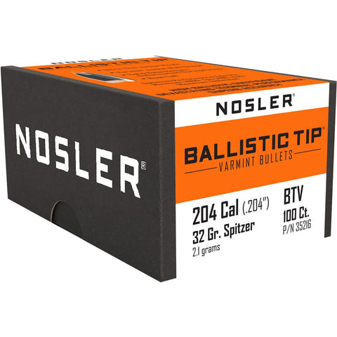 Nosler Ballistic Tip Varmint Bullets .204 Cal. 32 gr. Spitzer Point 50 pk.