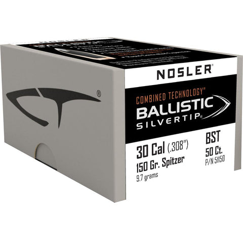 Nosler Ballistic Silvertip Hunting Bullets .30 Cal. 150 gr. Spitzer Point 50 pk.