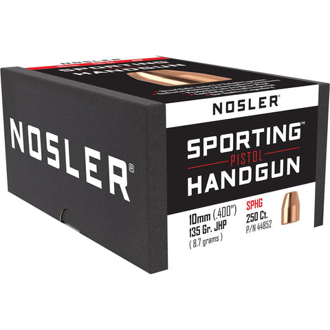 Nosler Sporting Handgun Pistol Bullet 10mm 135 gr. Jacketed Hollow Point 250 pk.