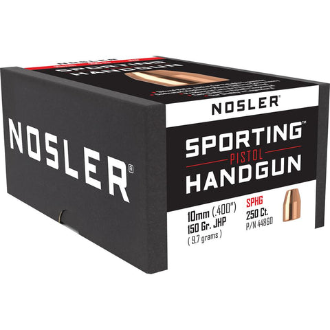 Nosler Sporting Handgun Pistol Bullet 10mm 150 gr. Jacketed Hollow Point 250 pk.