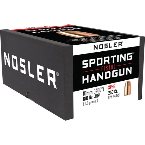 Nosler Sporting Handgun Pistol Bullet 10mm 180 gr. Jacketed Hollow Point 250 pk.