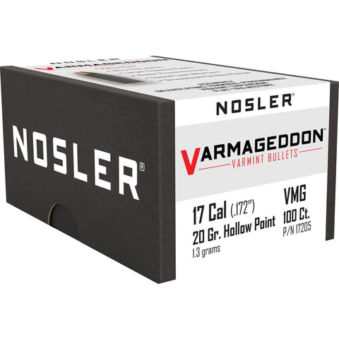 Nosler Varmageddon Bullets .17 Cal 20 gr. HPFB 100 pk.
