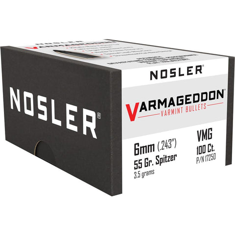 Nosler Varmageddon Bullets 6mm 55 gr. FB Tipped 100 pk.