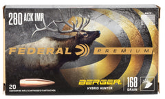 Federal P280A1BCH1 Premium  280 Ackley Improved 168 gr Berger Hybrid Hunter 20 Bx/ 10 Cs