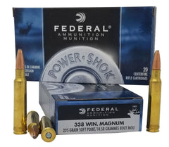 Federal 338ESC Power-Shok  338 Win Mag 225 gr Soft Point (SP) 20 Bx/ 10 Cs