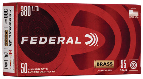 Federal WMAE380AP Champion Training 380 ACP 95 gr Full Metal Jacket (FMJ) 50 Bx/ 8 Cs