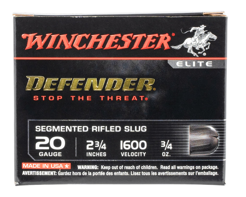 Winchester Ammo S20PDX1S Defender  20 Gauge 2.75" 3/4 oz Rifled Slug Shot 5 Bx/ 10 Cs