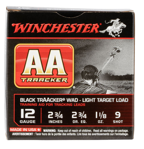 Winchester Ammo AA129TB AA TrAAcker  12 Gauge 2.75" 1 1/8 oz 9 Shot 25 Bx/ 10 Cs Black Wad