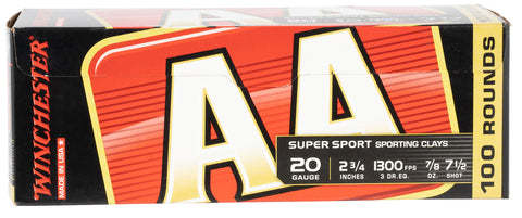 Winchester Ammo AASC207VP AA Sporting Clay 20 Gauge 2.75" 7/8 oz 7.5 Shot 100 Bx/ 2 Cs (Value Pack)