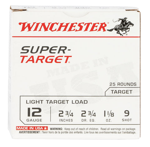 Winchester Ammo TRGT129 Super Target  12 Gauge 2.75" 1 1/8 oz 9 Shot 25 Bx/ 10 Cs