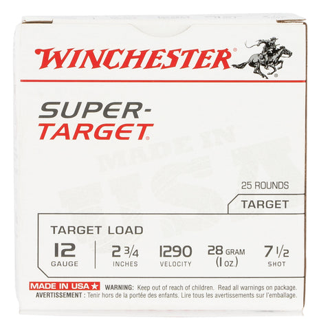 Winchester Ammo TRGT12907 Super Target  12 Gauge 2.75" 1 oz 7.5 Shot 25 Bx/ 10 Cs