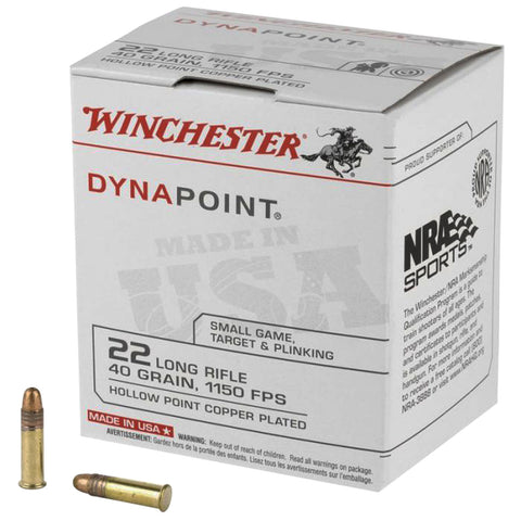 Winchester Ammo WD22LRB USA Dynapoint 22 LR 40 gr Copper Plated Hollow Point (CPHP) 500 Can/ 10 Cs
