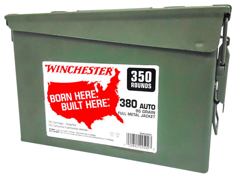 Winchester Ammo WW380C USA  380 ACP 95 gr Full Metal Jacket (FMJ) 350 Can/ 2 Cs