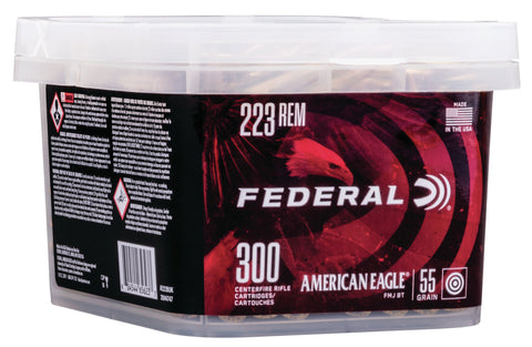 Federal AE223BUK American Eagle  223 Rem 55 gr Full Metal Jacket Boat Tail (FMJBT) 300 Bx/ 2 Cs (Bucket)