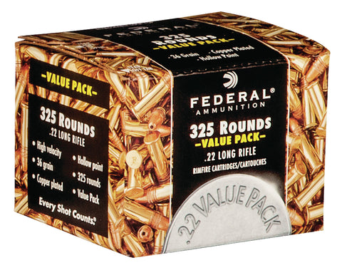 Federal 725 Value Pack  22 LR 36 gr Copper Plated Hollow Point (CPHP) 325 Bx/ 10 Cs