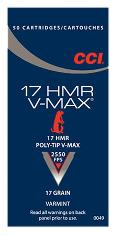 CCI 0049 17HMR 17 HMR Poly-Tip V-Max 17 GR 50Box/40Case