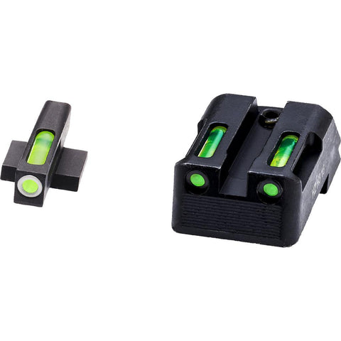 HIVIZ LiteWave H3 Handgun Sight 1911 Fix Rear  Green Litepipes White Front Ring