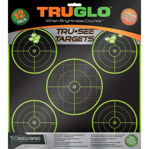 TruGlo TruSee Splatter 5-Bullseye Target Green 12x12 12 pk.