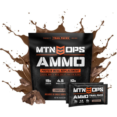 MTN OPS Ammo Whey Protein Meal Replacement Chocolate Trail Pack 20 ct.