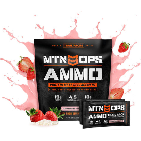 MTN OPS Ammo Whey Protein Meal Replacement Strawberry Trail Pack 20 ct.
