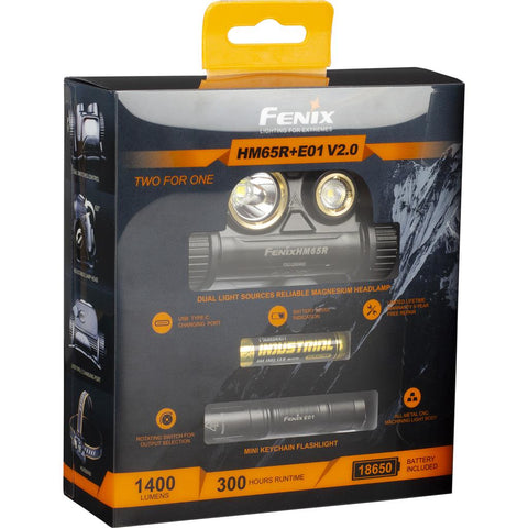 Fenix HM65R Headlamp 1400 Lumen w/ E01 V2.0 Light